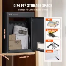 VEVOR Through The Wall Drop Box 12.5x6.3x16.9" Mailbox with Code Lock Black