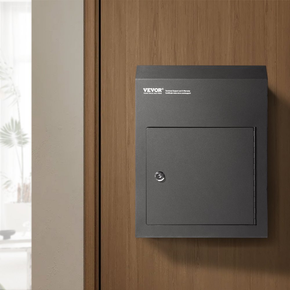 VEVOR Through The Door Key Drop Box 30.5x15.2x40.6 cm Mailbox with 4.6cm 30.5cm Key Lock Black