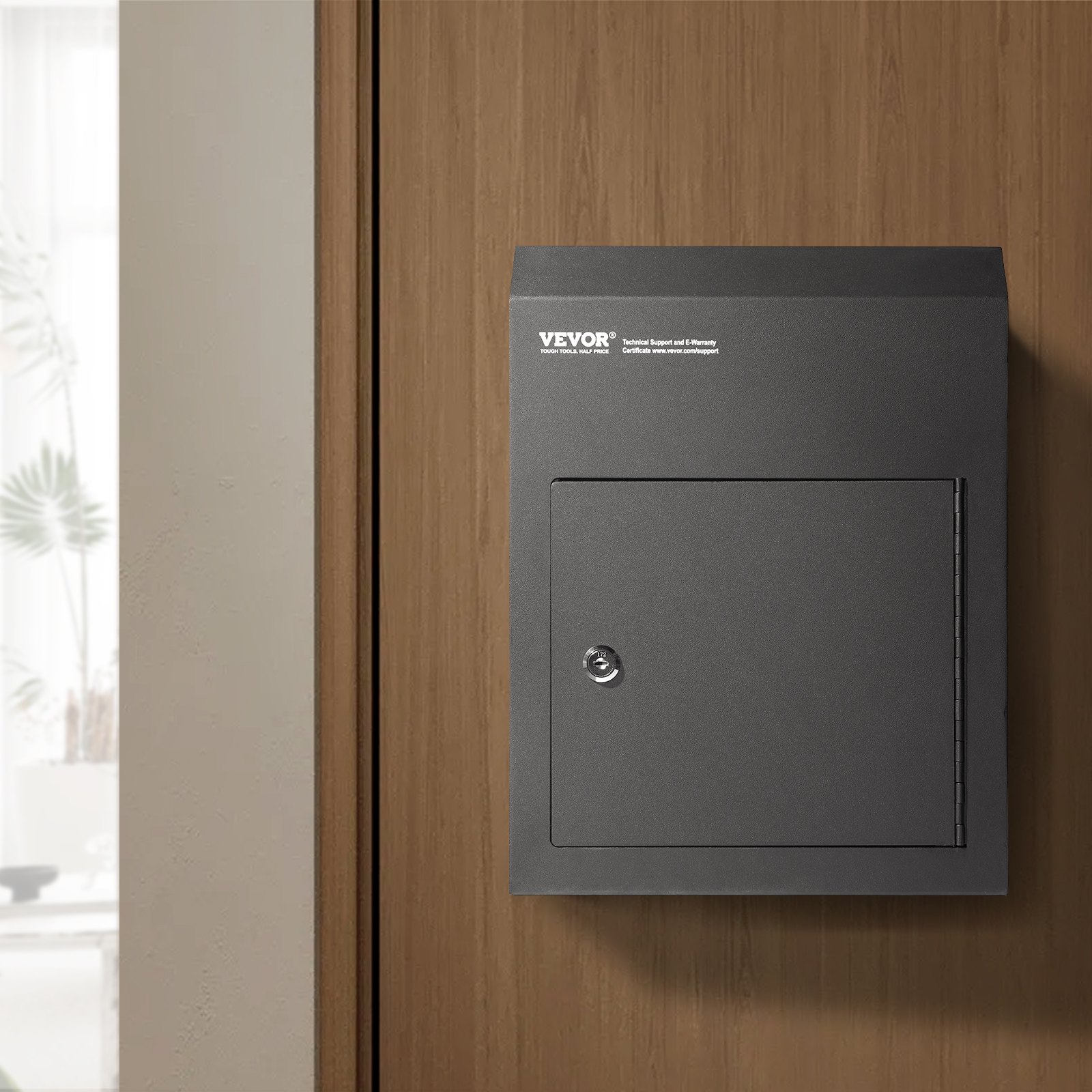 VEVOR Through The Door Key Drop Box 30.5x15.2x40.6 cm Mailbox with 4.6cm 30.5cm Key Lock Black