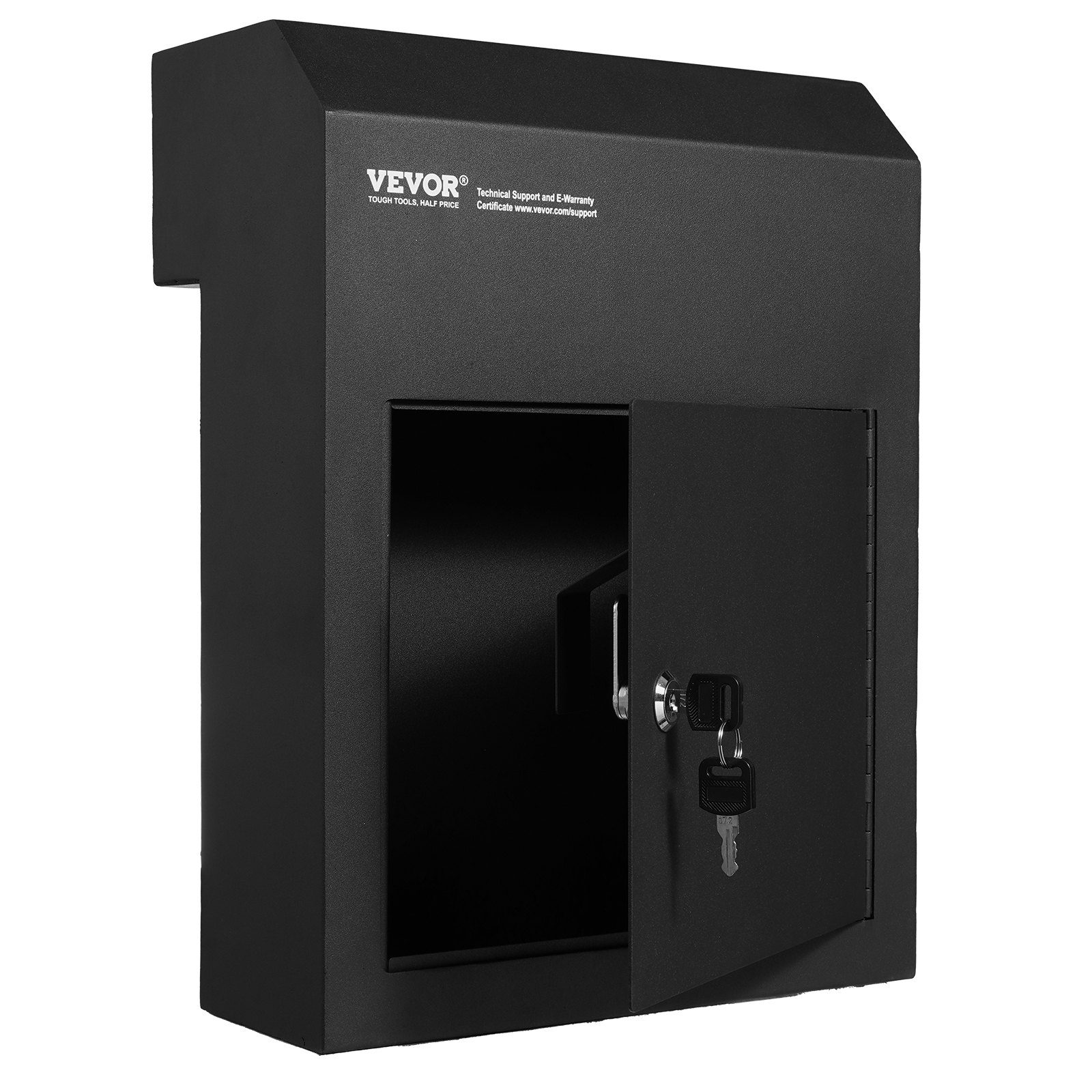 VEVOR Through The Door Key Drop Box 30.5x15.2x40.6 cm Mailbox with 4.6cm 30.5cm Key Lock Black