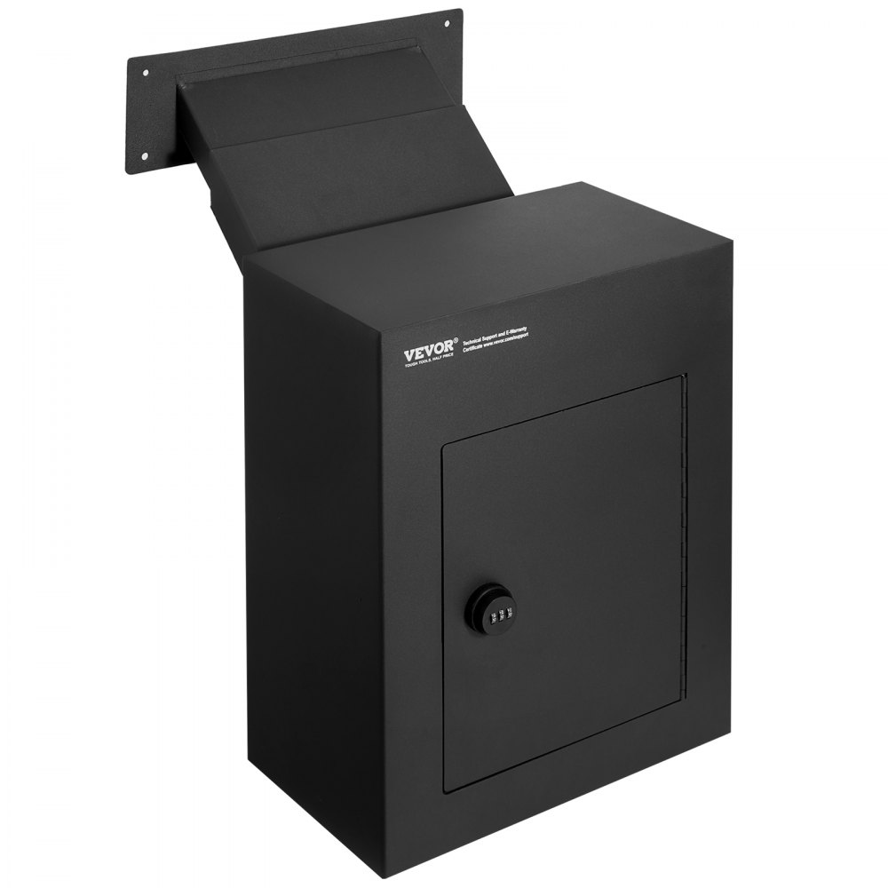VEVOR Through The Wall Drop Box, Heavy Duty Steel Through the Wall Mailbox with 2.8-7.9" 13" Combination Lock, 13x7x17" Mail Drop Box, Black