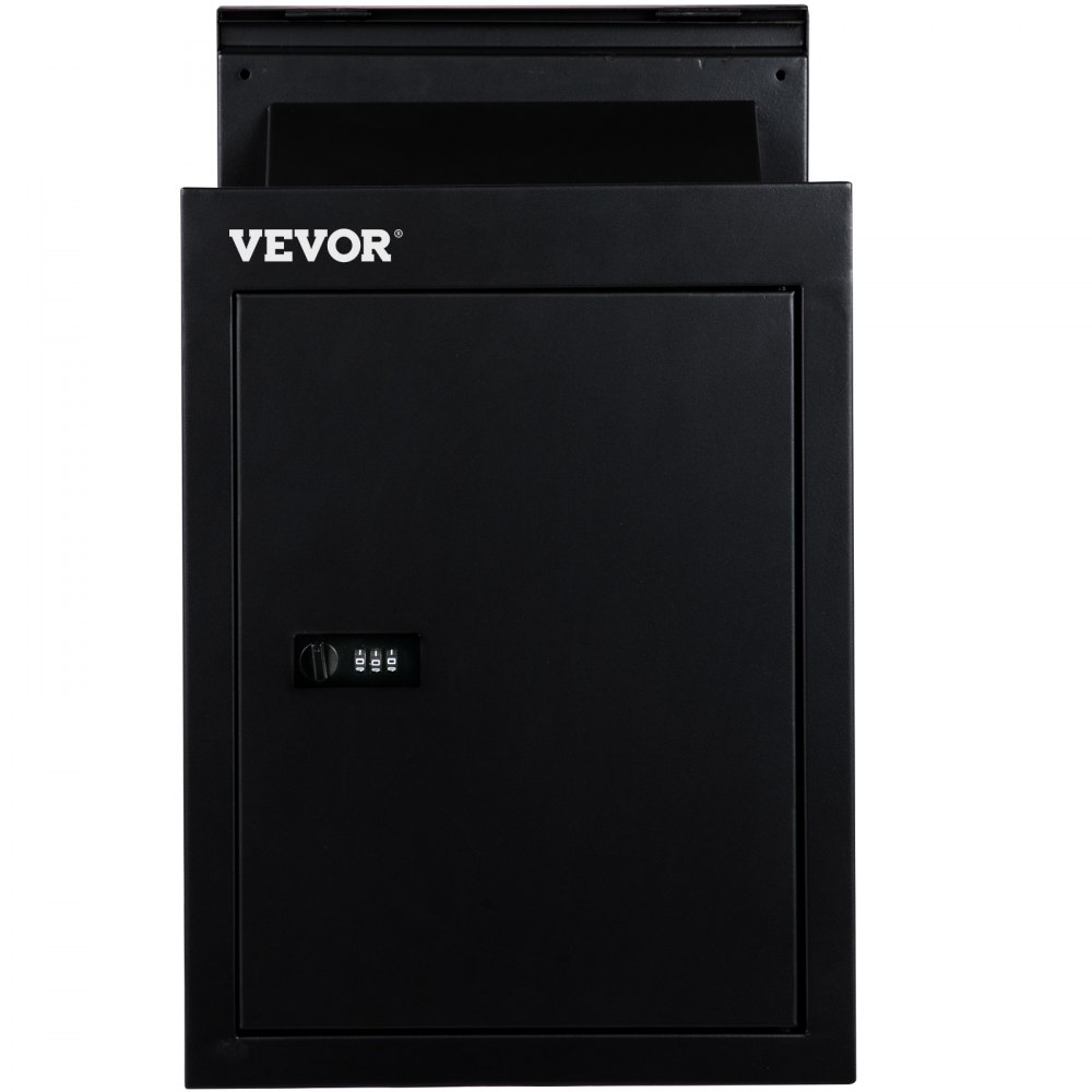 VEVOR Through The Wall Drop Box, 12.5''x6.3''x16.9'' Mail Drop Box w/Adjustable Chute, Deposit Drop Box w/Code Lock, Rainproof Wall Mount Mailbox for Letters, Rents, Check & Keys, Home & Office, Black