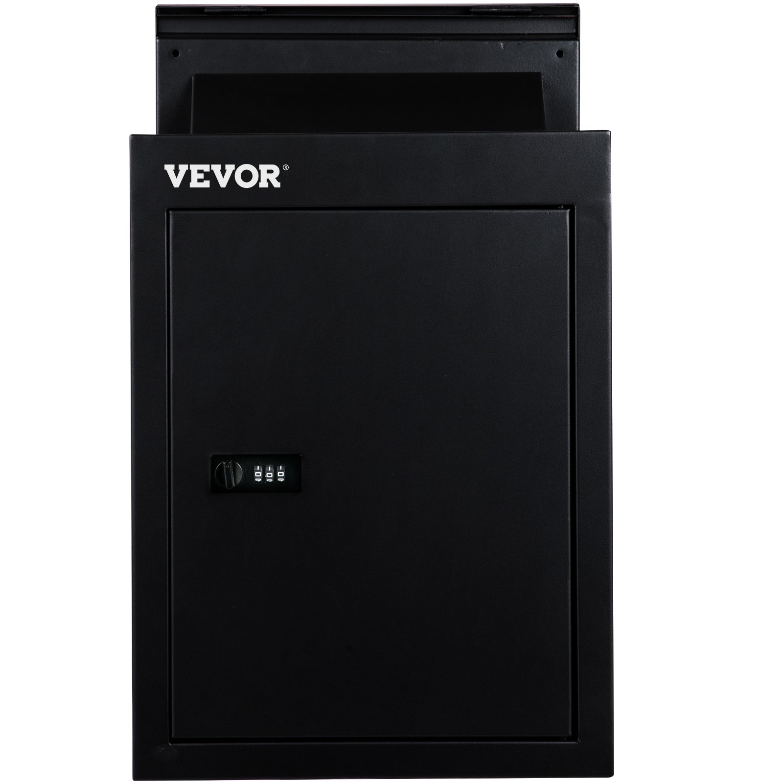 VEVOR Through The Wall Drop Box, 12.5''x6.3''x16.9'' Mail Drop Box w/Adjustable Chute, Deposit Drop Box w/Code Lock, Rainproof Wall Mount Mailbox for Letters, Rents, Check & Keys, Home & Office, Black