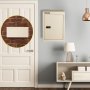 VEVOR drop box on wall beside door and lamp on table, inset shows brick wall slot.