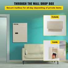 Vevor Through-the-wall Mailbox Letter Drop Box Adjustable Chute Rainproof Beige
