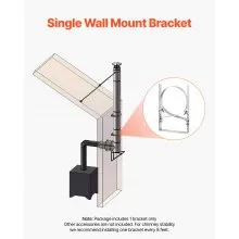 Adjustable Wall Bracket for 6 Inch Chimney Pipe Stainless Steel Mount Kit