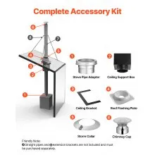 Through Wall Kit 6 Inch Chimney Pipe with Rain Cap for 5 to 30 Degree Roof