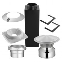 Through Wall Kit 6 Inch Chimney Pipe with Rain Cap for 5 to 30 Degree Roof