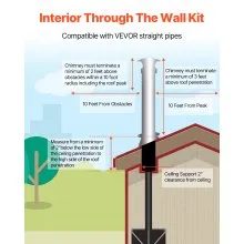 6 Inch Chimney Wall Kit with Rain Cap Flashing for 30 to 45 Degree Roof Pitch
