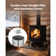 6 x 36 Inch Double Wall Insulated Chimney Pipe Stainless Steel Stove Pipe