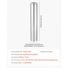 6 x 48 Inch Double Wall Insulated Chimney Pipe Stainless Steel Stove Pipe