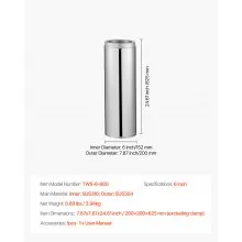 6 x 24 Inch Double Wall Chimney Pipe Stainless Steel Stove Venting Pipe