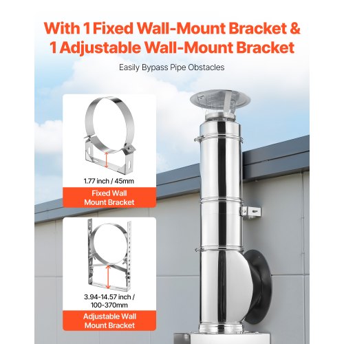 Stainless Steel Chimney Pipe Bracket - Adjustable Support For 150mm Flue Pipes, Heating Stove & Fireplace Installation-1068814