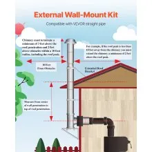 External Chimney Kit 6 Inch External with Windproof Cap Wall Bracket Roof