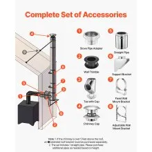 External Chimney Kit 6 Inch External with Windproof Cap Wall Bracket Roof