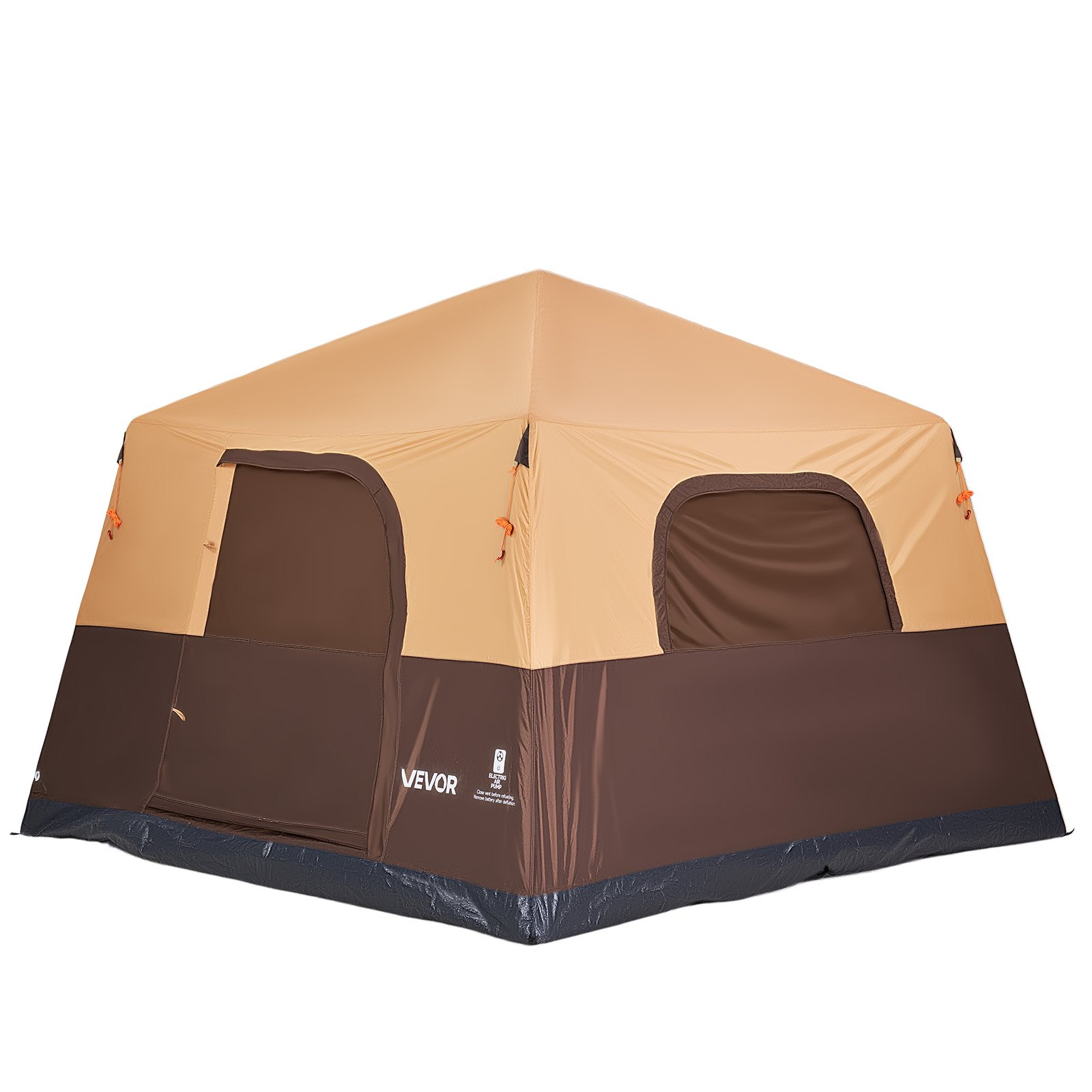 VEVOR Camping Tent, 8 Person Inflatable Cabin Tent with Rechargeable Pump, TPU Air Tube & 4 Large Mesh Windows, Portable Easy Setup Waterproof with Carry Bag for Family Outdoor Camping & Hiking, Beige
