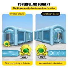 VEVOR Inflatable Paint Booth, 20x10x 8 ft Spray Paint Booth, High Powerful 750W+350W Blowers Inflatable Spray Booth with Air Filter System Portable Car Paint Booth for Car Parking Tent Workstation