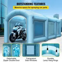 VEVOR Inflatable Spray Booth Car Paint Tent 20 x 10 x 8 ft w/Filter & 2 Blowers