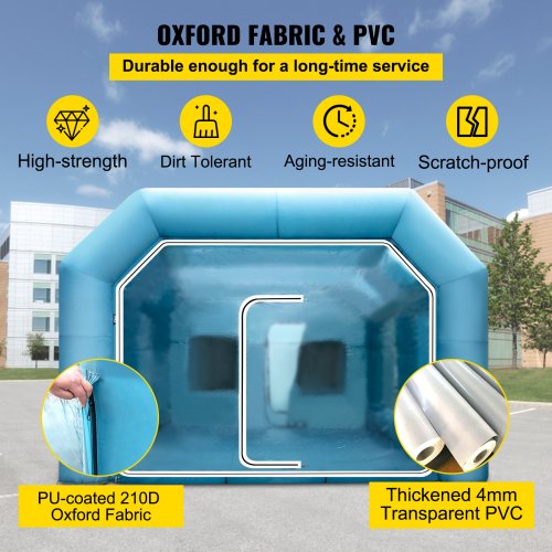 VEVOR Inflatable Tent 26x15x10Ft Inflatable Spray Booth Tent Inflatable Paint Booth Tent Car Paint Booth Giant Workstation 210D Oxford Fabric with 2 Blowers