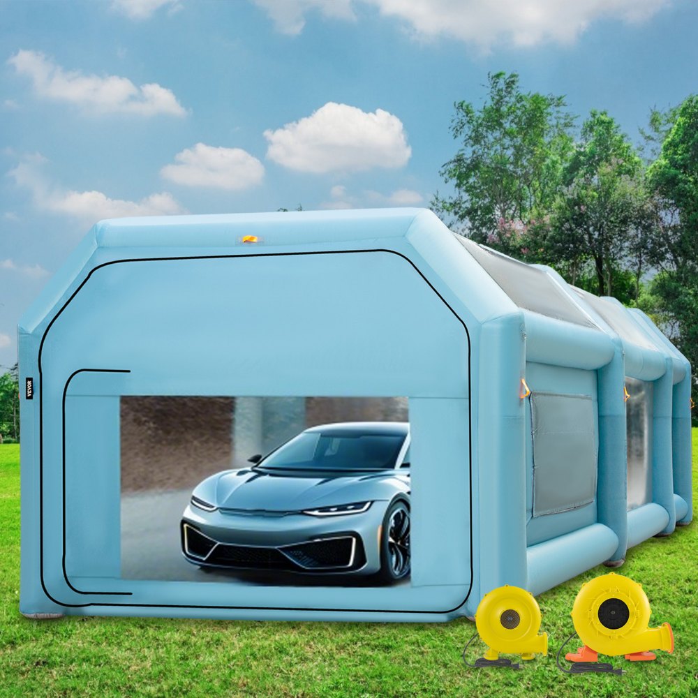 VEVOR Portable Inflatable Paint Booth, 28x15x10ft Inflatable Spray Booth, Car Paint Tent with Air Filter System & 2 Blowers, Upgraded Blow Up Spray Booth Tent, Auto Paint Workstation, Car Parking Gara