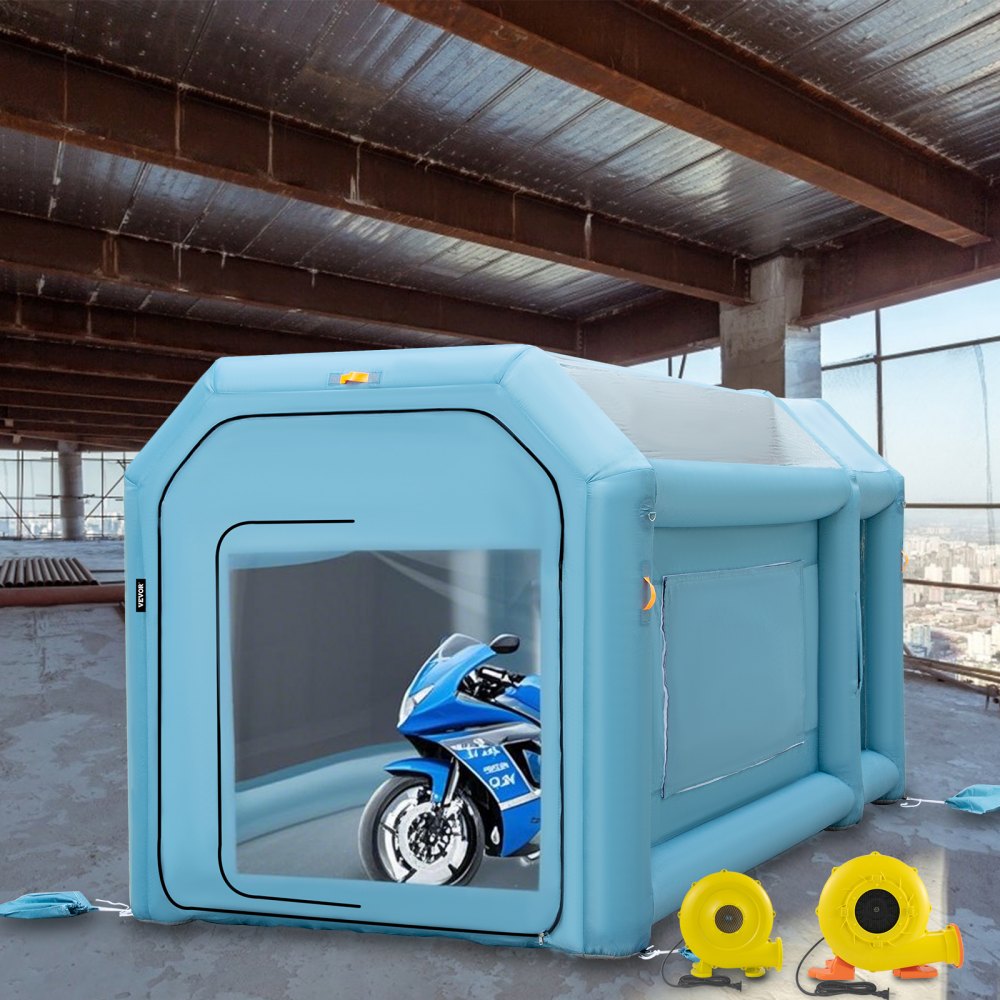 VEVOR Portable Inflatable Paint Booth, 13 x 8 x 8ft Inflatable Spray Booth, Car Paint Tent with Air Filter System & 2 Blowers, Upgraded Blow Up Spray Booth Tent, Auto Paint Workstation Motorcycle Gara