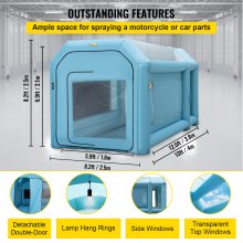 VEVOR Portable Inflatable Paint Booth, 13 x 8 x 8ft Inflatable Spray Booth, Car Paint Tent w/Air Filter System & 2 Blowers, Upgraded Blow Up Spray Booth Tent, Auto Paint Workstation Motorcycle Garage