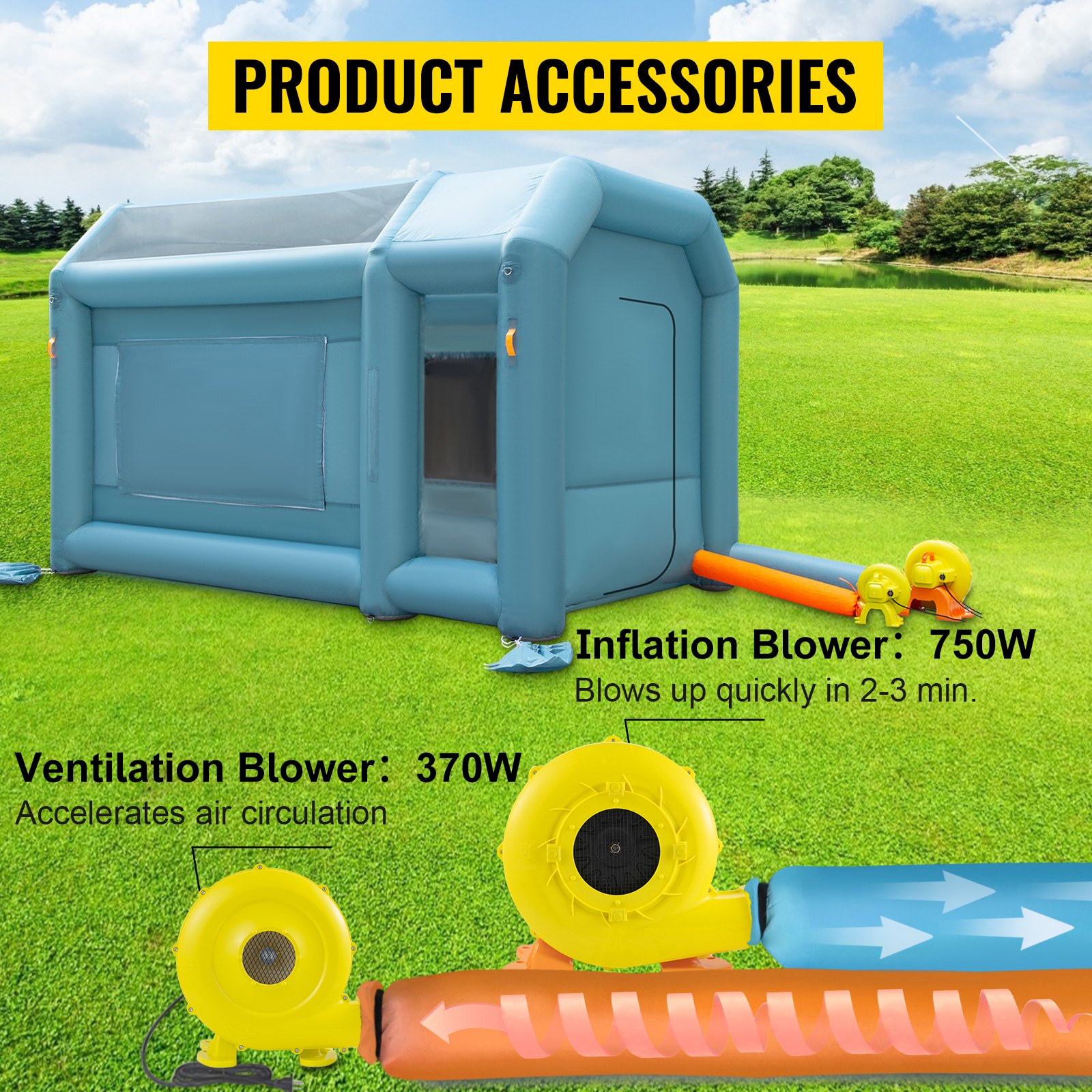 VEVOR Portable Inflatable Paint Booth, 13 x 8 x 8ft Inflatable Spray Booth, Car Paint Tent w/ Air Filter System & 2 Blowers, Upgraded Blow Up Spray Booth Tent, Auto Paint Workstation Motorcycle Garage