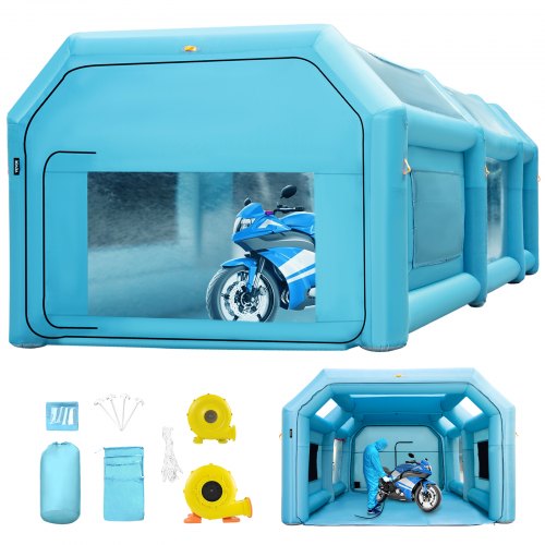 VEVOR Portable Inflatable Paint Booth, 20x10x8.2ft Inflatable Spray Booth, Car Paint Tent w/ Air Filter System & 2 Blowers, Upgraded Blow Up Spray Booth Tent, Auto Paint Workstation, Motorcycle Garage