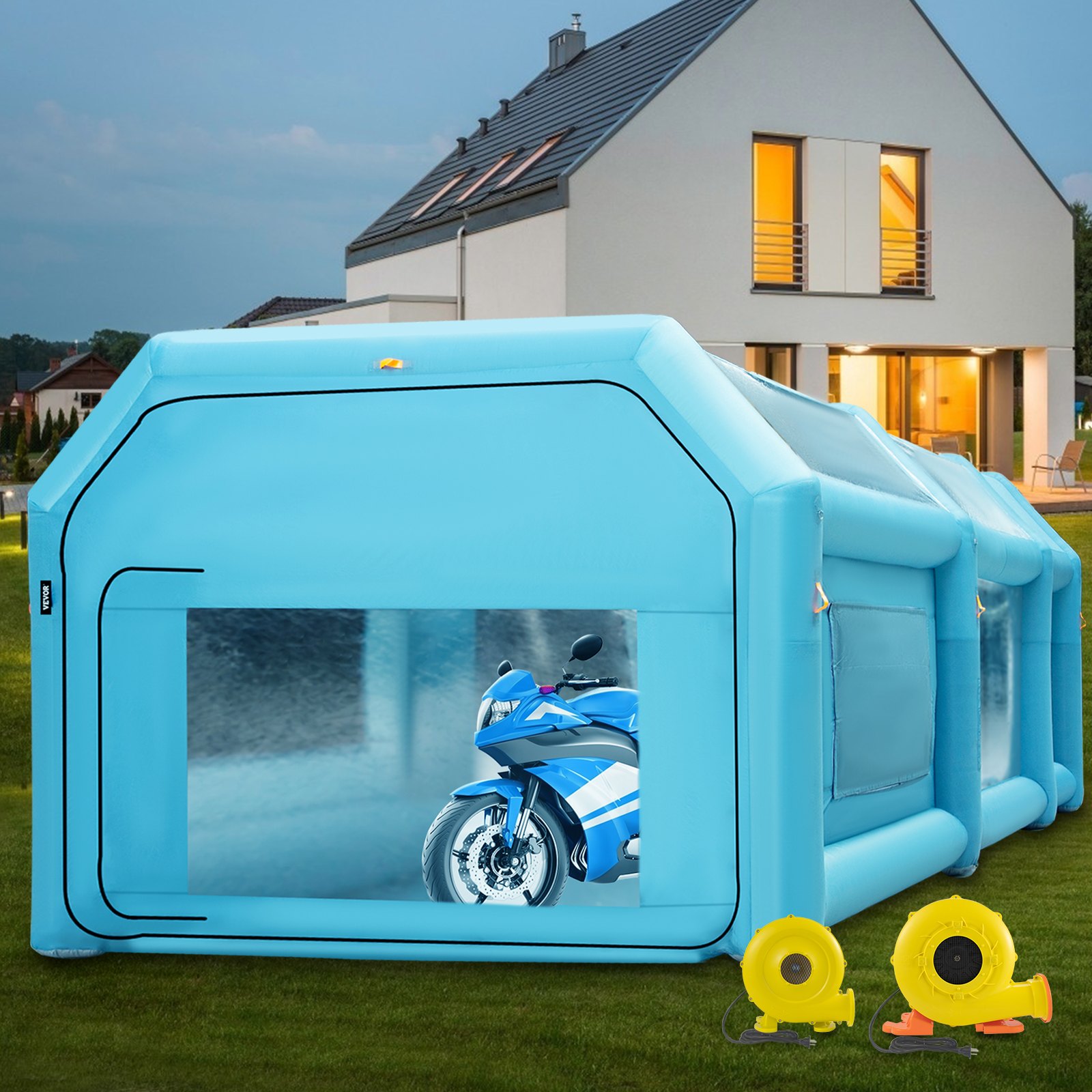 VEVOR Inflatable Spray Booth Car Paint Tent 6x3x2.5m Filter System 2 Blowers