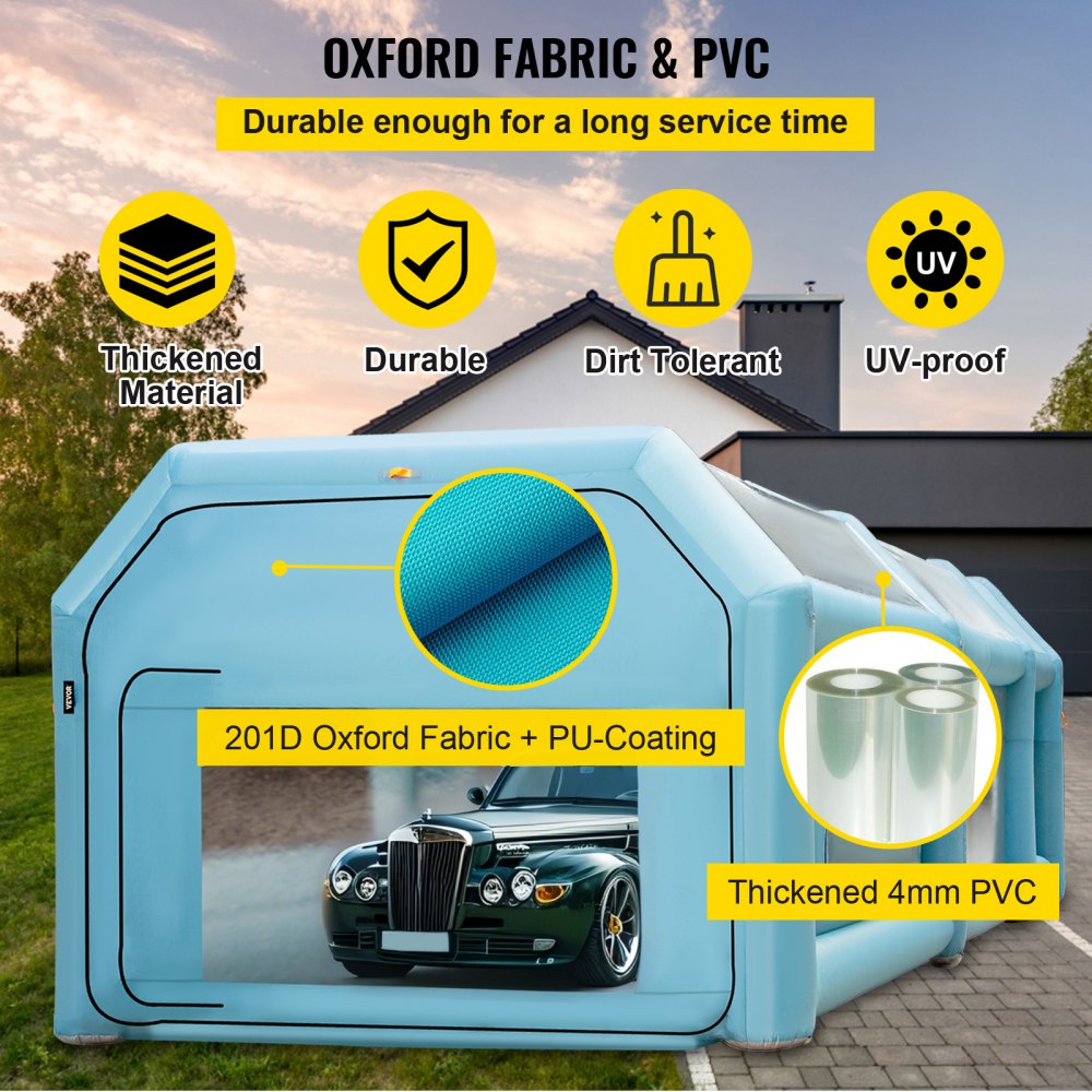 VEVOR Portable Inflatable Paint Booth, 26x13x10ft Inflatable Spray Booth, Car Paint Tent with Air Filter System & 2 Blowers, Upgraded Blow Up Spray Booth Tent, Auto Paint Workstation, Car Parking Gara