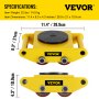 VEVOR Industrial Machinery Mover 360° Rotation Cap 13200lbs 6T Dolly Skate Fastship 4 Rollers