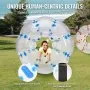 child playing inside VEVOR inflatable bumper ball with pvc handle and widened shoulder straps on green field.