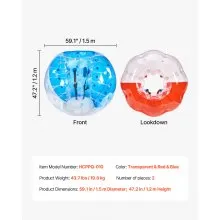 VEVOR Inflatable Bumper Balls 2-Pack, 5FT/1.5M Body Sumo Zorb Balls for Teen & Adult, 0.8mm Thick PVC Human Hamster Bubble Balls for Outdoor Team Gaming Play, Bumper Bopper Toys for Garden, Yard, Park