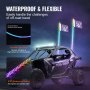 VEVOR 2 PCS 3 FT Whip Light with Spring Base, Led Whip Light with APP & Remote Control, Waterproof 360° Spiral RGB Chasing Lighted Whips with 2 Flags, for UTVs, ATVs, Motorcycles, RZR, Can-am, Go-kart