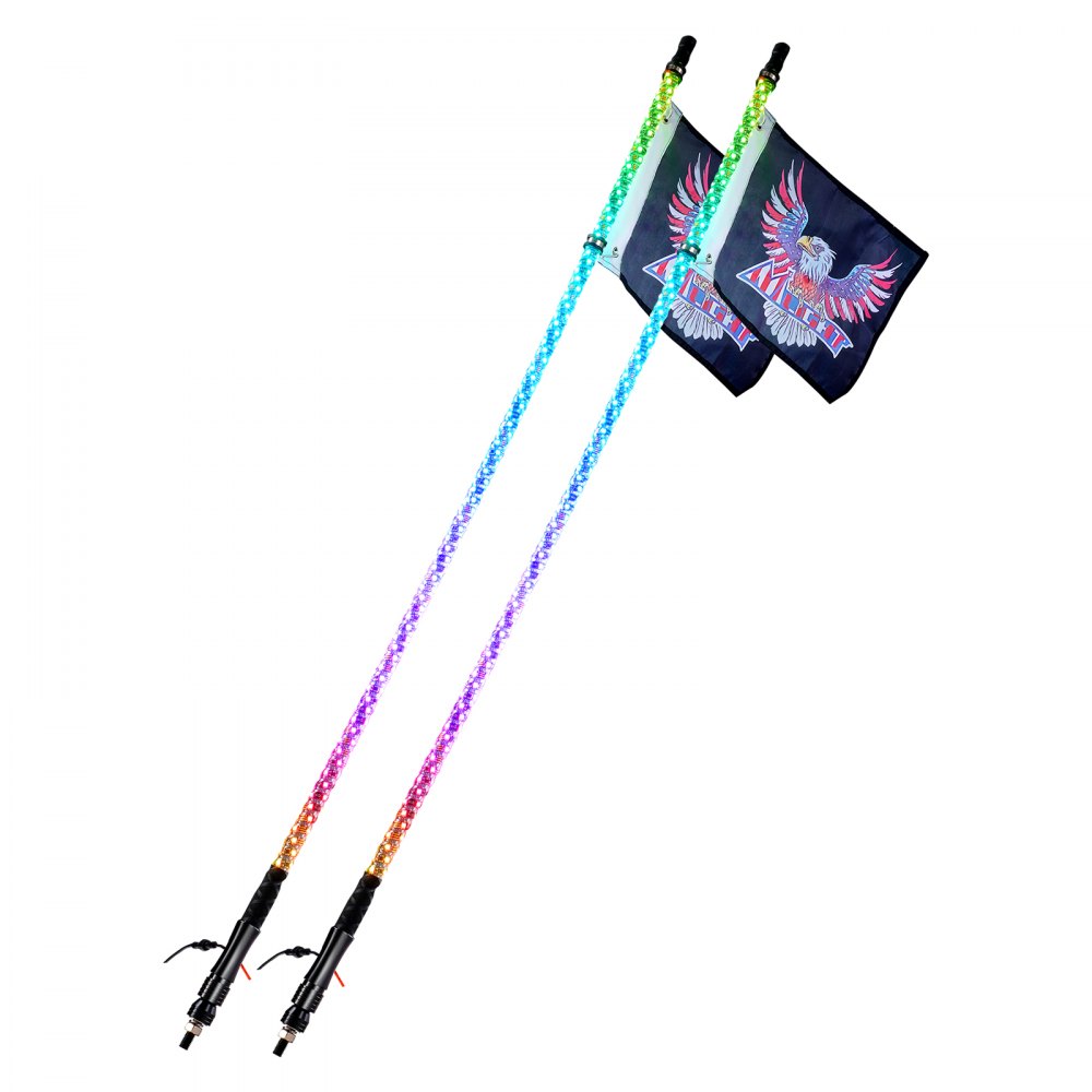 VEVOR LED Whip Light 2 STK 3FT RGB Spiral Antenne Light Remote App ATV UTV RZR