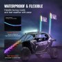 VEVOR 2 PCS 3 FT Whip Light, APP & RF Remote Control Led Whip Light, Waterproof 360° Spiral RGB Chasing Lighted Whips with 4 Flags, for UTVs, ATVs, Motorcycles, RZR, Can-am, Trucks, Off-road, Go-karts