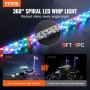 VEVOR 1 PC 5 FT Whip Light, APP & RF Remote Control Led Whip Light, Waterproof 360°Spiral RGB Chasing Lighted Whips with 2 Flags, for UTVs, ATVs, Motorcycles, RZR, Can-am, Trucks, Off-road, Go-karts