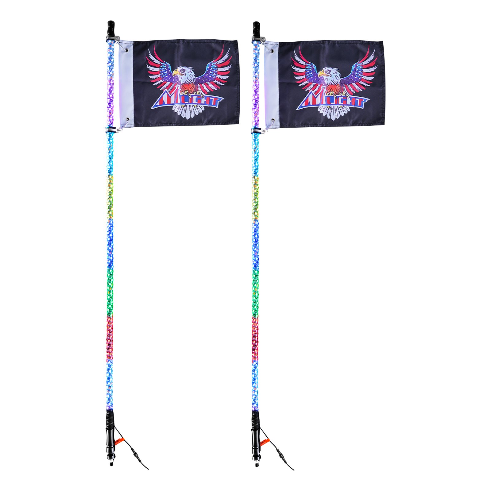 VEVOR 2 buc. Lampă bici LED de 1,5 m, cu telecomandă prin aplicație și RF, impermeabilă, spirală, iluminată RGB, cu 4 steaguri, pentru UTV-uri, ATV-uri, motociclete, RZR, Can-am, camioane, off-road, karturi