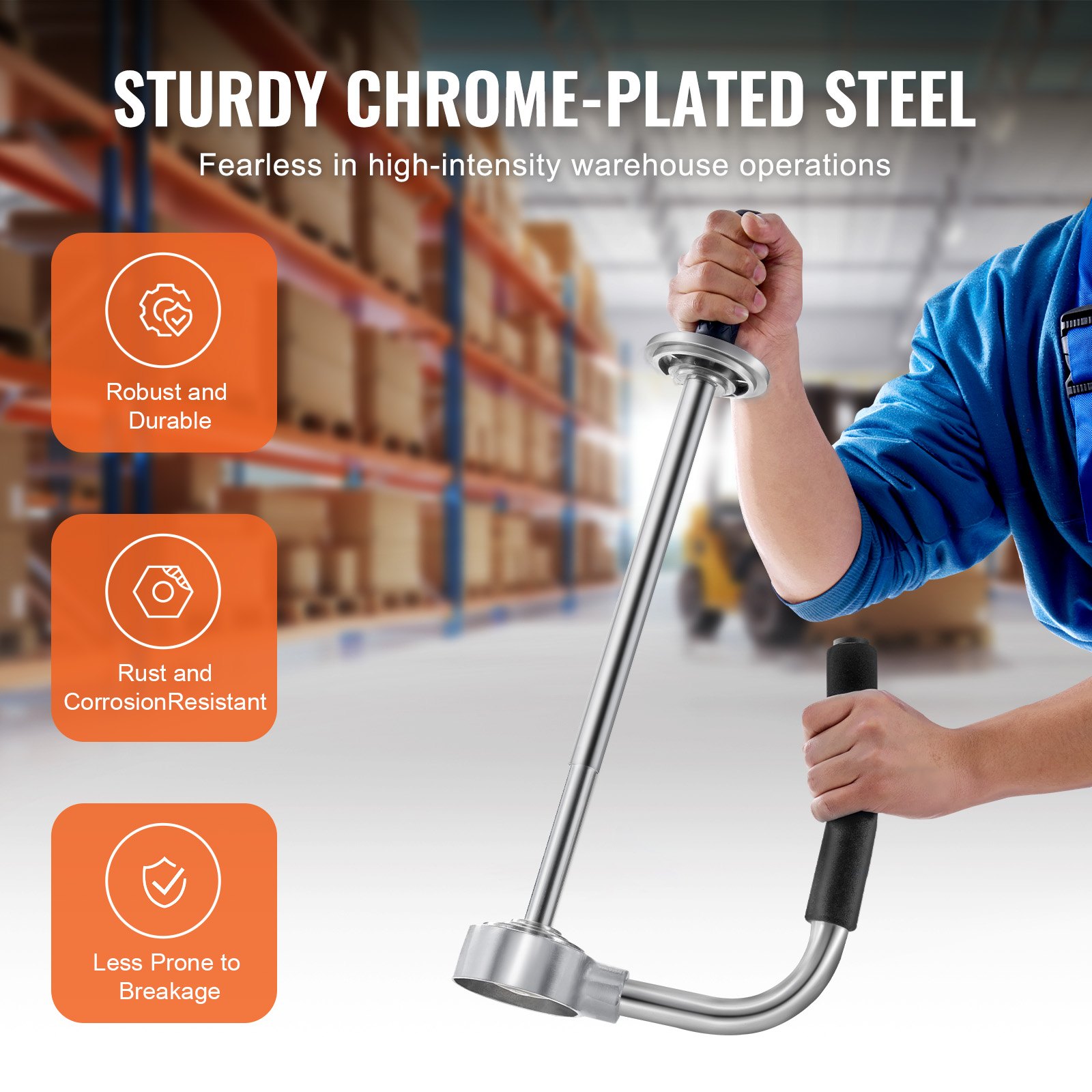 VEVOR Stretch Film Dispenser, Holds 30-50 cm Rolls, Industrial Strength Shrink Wrap Dispenser Holder with Extended Handle, Stretch Film Packing Machine for Pallet Wrapping Shipping Moving (1 Pack)