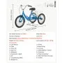 VEVOR Adult Tricycle 20 inch Trike for Adult 3 Wheel Cruiser Bike, with Cargo Basket, Adjustable Seat, and Double-Wall Wheel Rims, Carbon Steel Shopping Picnic Tricycles for Women, Men, Seniors