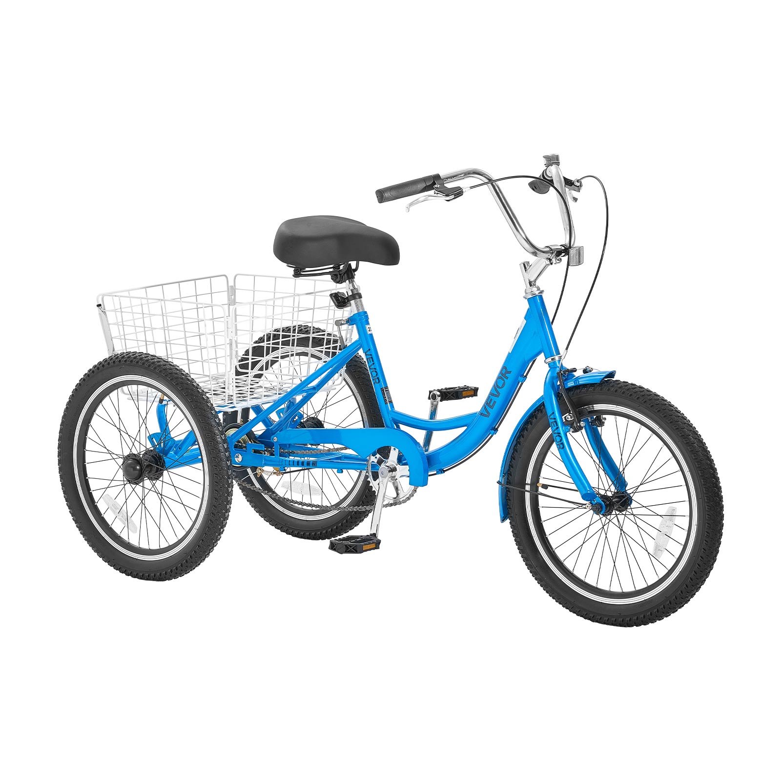 VEVOR Adult Tricycle 20 inch Trike for Adult 3 Wheel Cruiser Bike, with Cargo Basket, Adjustable Seat, and Double-Wall Wheel Rims, Carbon Steel Shopping Picnic Tricycles for Women, Men, Seniors
