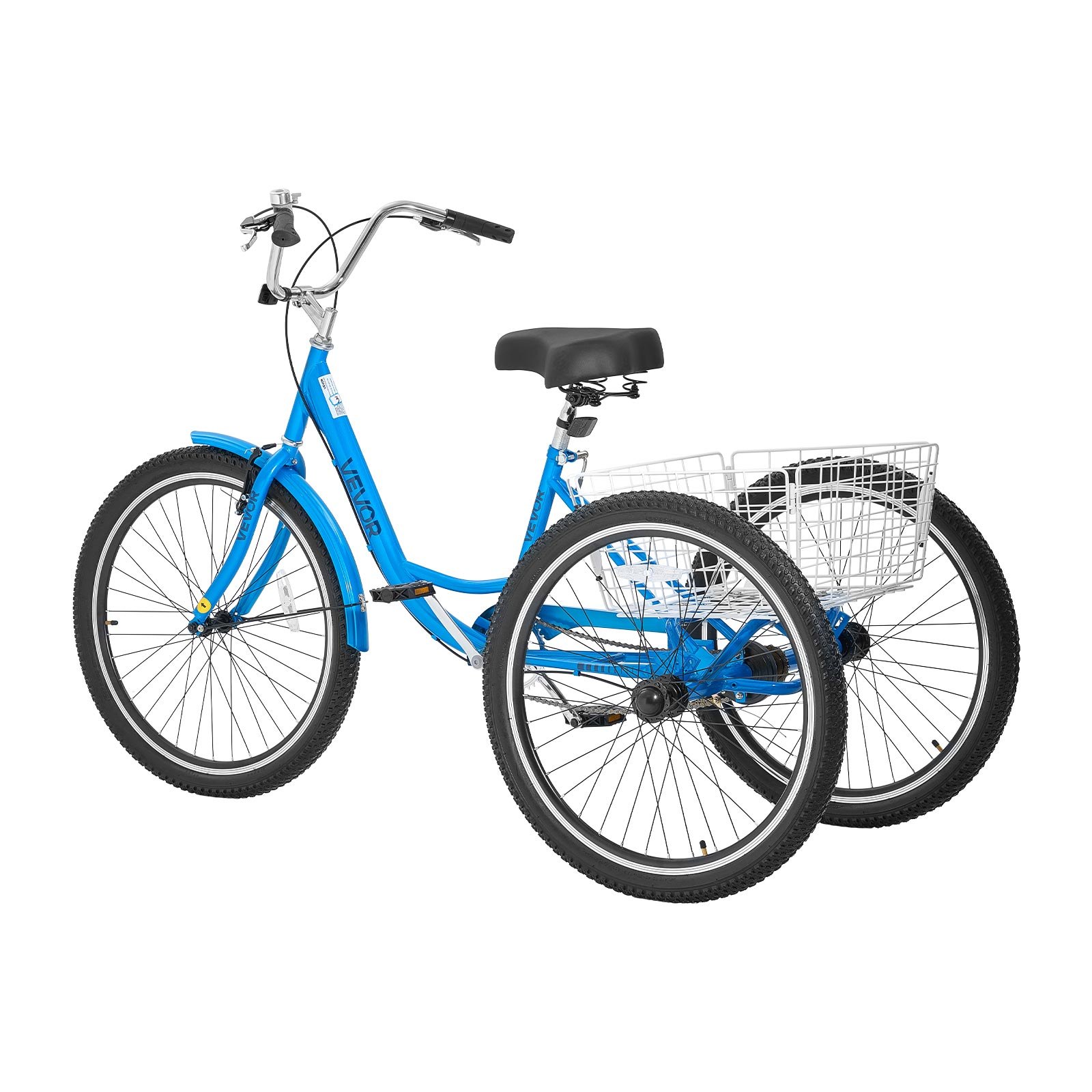 VEVOR Adult Tricycle 26 inch Trike for Adult 3 Wheel Cruiser Bike, with Cargo Basket, Adjustable Seat, and Double-Wall Wheel Rims, Carbon Steel Shopping Picnic Tricycles for Women, Men, Seniors