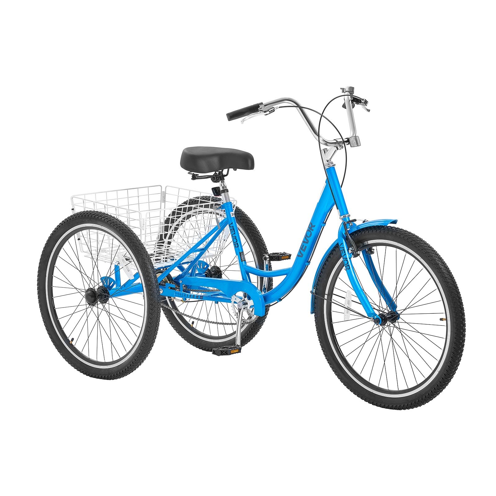 VEVOR Adult Tricycle 26 inch Trike for Adult 3 Wheel Cruiser Bike, with Cargo Basket, Adjustable Seat, and Double-Wall Wheel Rims, Carbon Steel Shopping Picnic Tricycles for Women, Men, Seniors