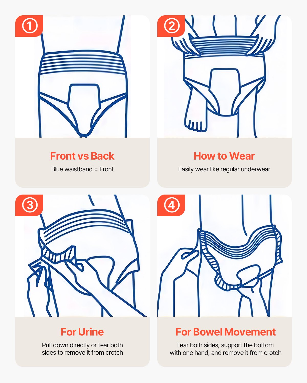 VEVOR Adult Incontinence Underwear, High Absorbent Protective Underwear for Men & Women, Disposable Adult Pull-ups Diaper with Leakproof Leg Cuff & Wetness Indicator - L Size, 64 Count (4 Packs of 16)