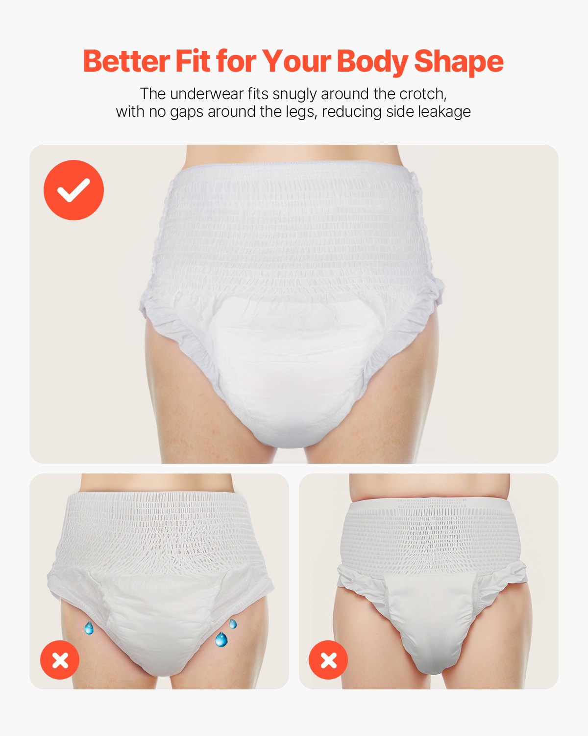 VEVOR Adult Incontinence Underwear, High Absorbent Protective Underwear for Men & Women, Disposable Adult Pull-ups Diapers with Leakproof Leg Cuff & Wetness Indicator - M Size, 64 Count (4 Pack of 16)