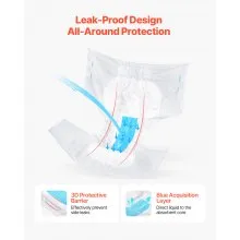 VEVOR Adult Briefs with Adhesive Tabs Incontinence Briefs for Men Women L Size