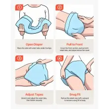 VEVOR Adult Briefs with Adhesive Tabs Incontinence Briefs for Men Women L Size
