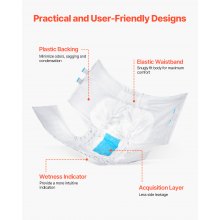 VEVOR Adult Briefs with Adhesive Tabs Incontinence Briefs for Men Women M Size