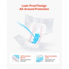 VEVOR Adult Briefs with Adhesive Tabs Incontinence Briefs for Men Women M Size