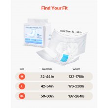 VEVOR Adult Briefs with Adhesive Tabs Incontinence Briefs for Men Women M Size